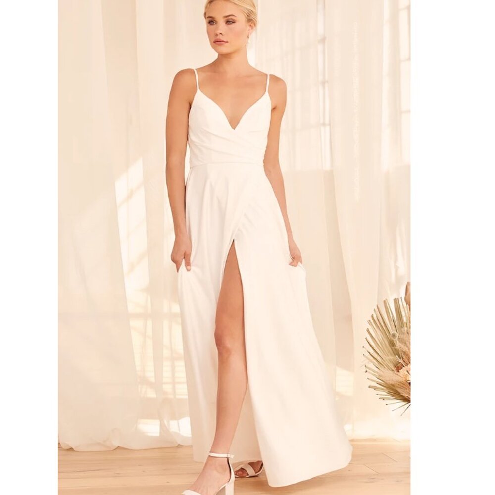 Lulus Choose Your Love White Sleeveless Maxi (Bridal), #1492696, Sz 4, $82